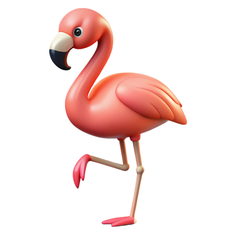 stunning futuristic A flamingo standing on one leg. NO BACKGROUND with Transparent Background. impeccable png