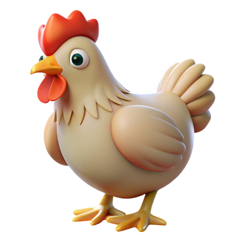 majestic joyful impressionist A farm chicken. NO BACKGROUND with Transparent Background. premium png