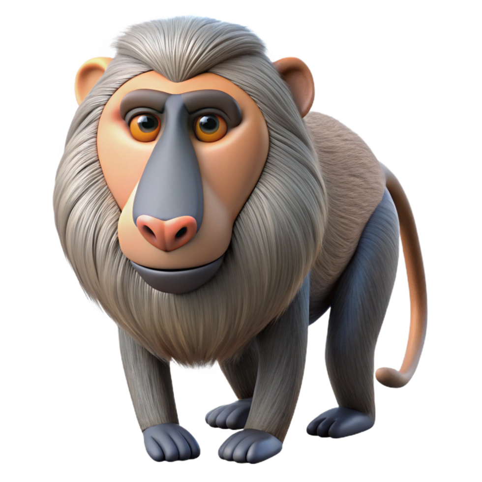 playful pristine A baboon. NO BACKGROUND with Transparent Background. perfect clarity png