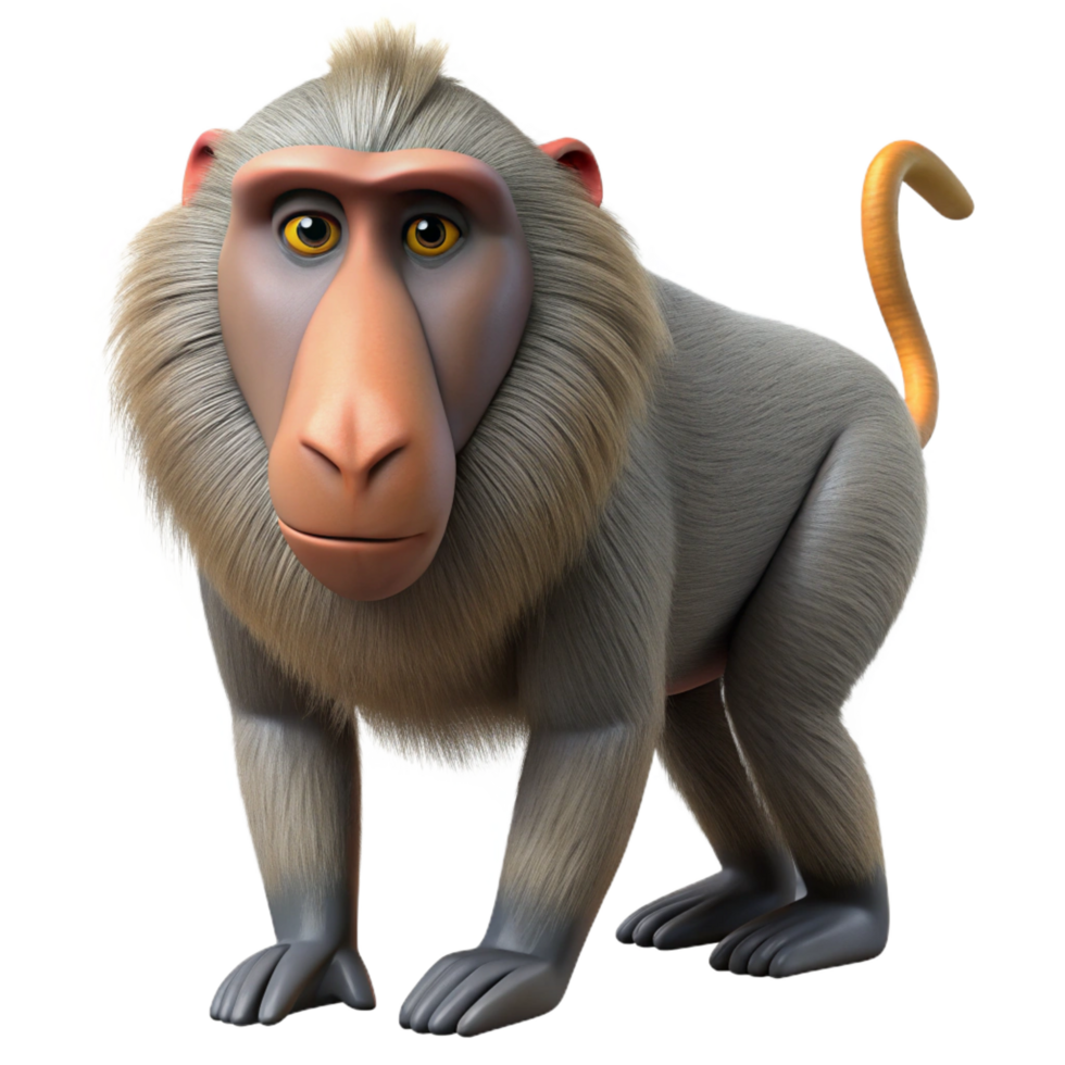 memorable artistic A baboon. NO BACKGROUND with Transparent Background. detailed png
