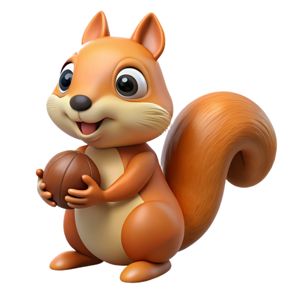 vibrant calm creative A squirrel holding a nut. NO BACKGROUND with Transparent Background. handcrafted png