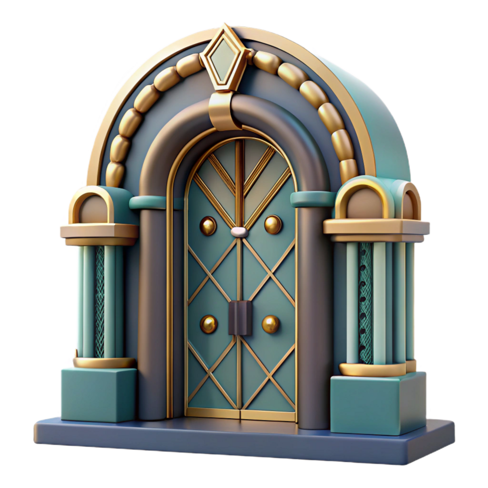 serene ethereal art deco Art Deco doorway, intricate geometric details NO BACKGROUND with Transparent Background. sharp png