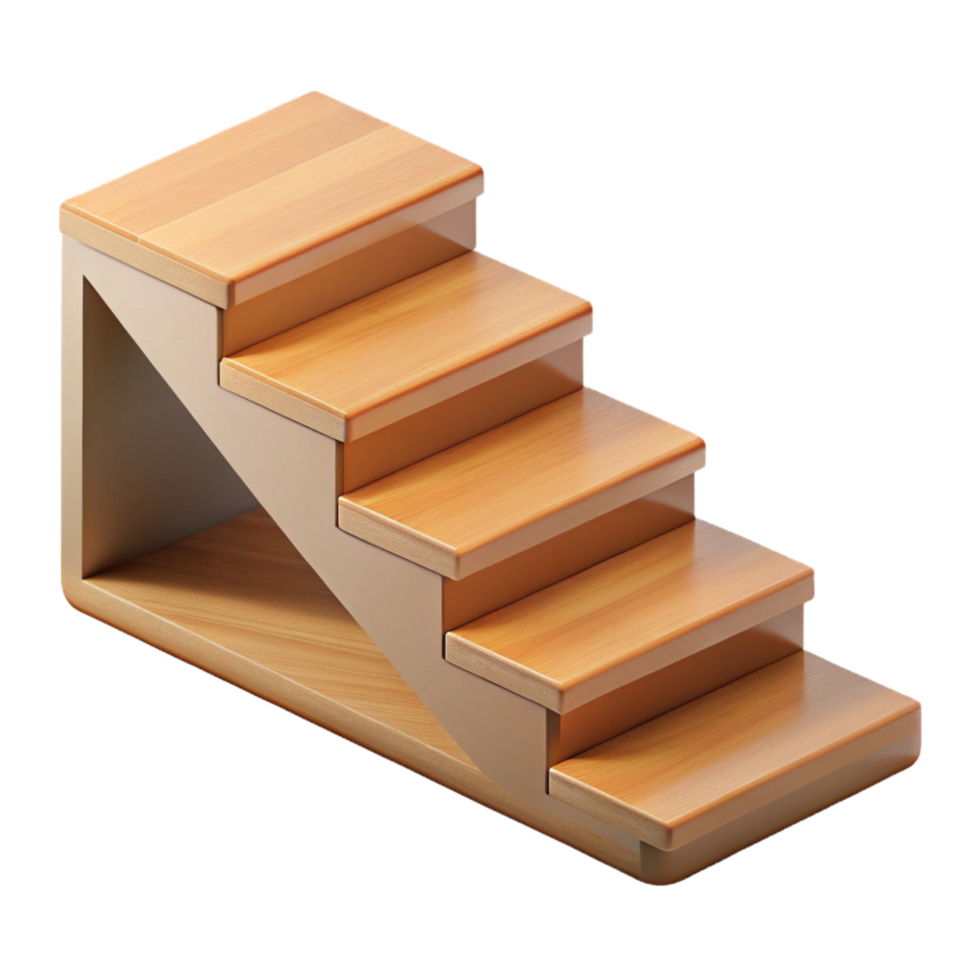 peaceful beautiful Modern staircase, floating wooden steps NO BACKGROUND with Transparent Background. original png