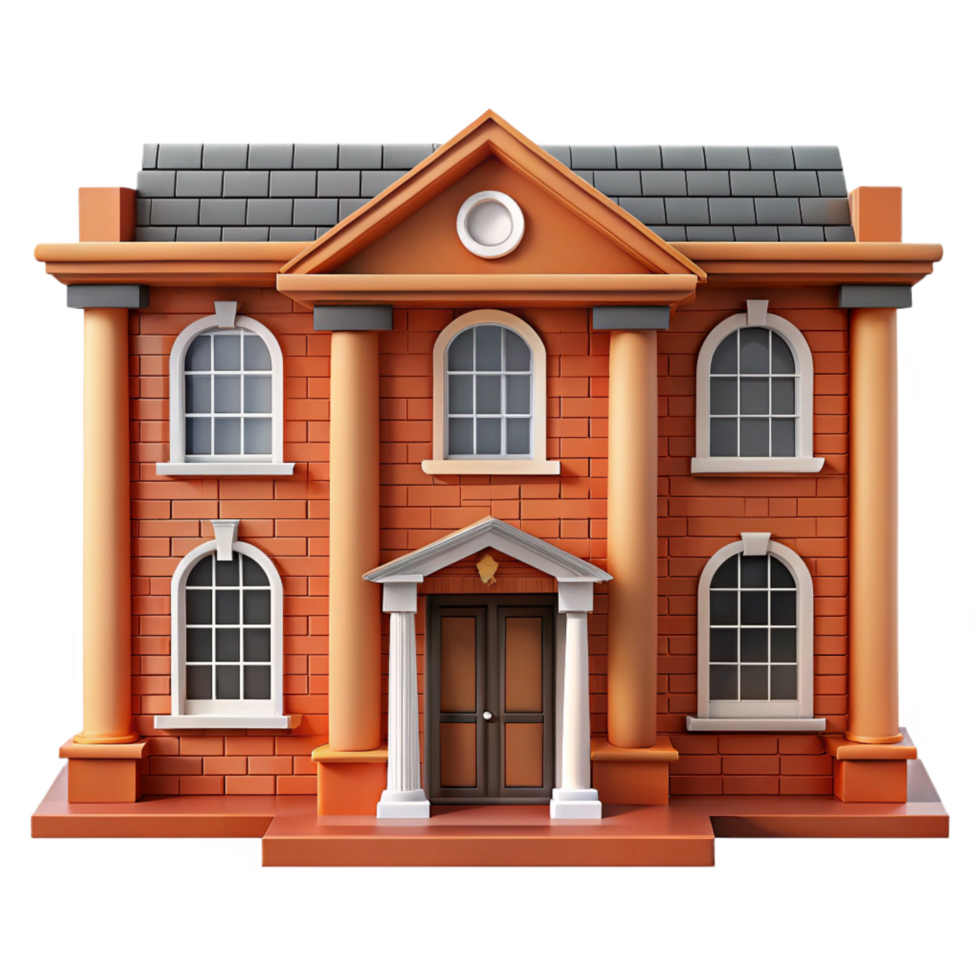 immaculate nostalgic coastal Georgian townhouse facade, symmetrical brickwork NO BACKGROUND with Transparent Background. studio quality png