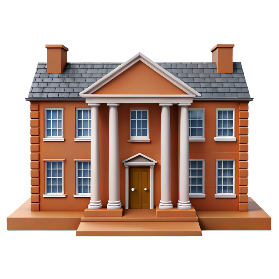 spectacular unparalleled Georgian townhouse facade, symmetrical brickwork NO BACKGROUND with Transparent Background. png