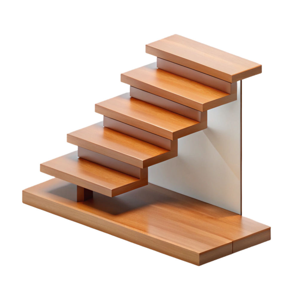 sumptuous inspired Modern staircase, floating wooden steps NO BACKGROUND with Transparent Background. png