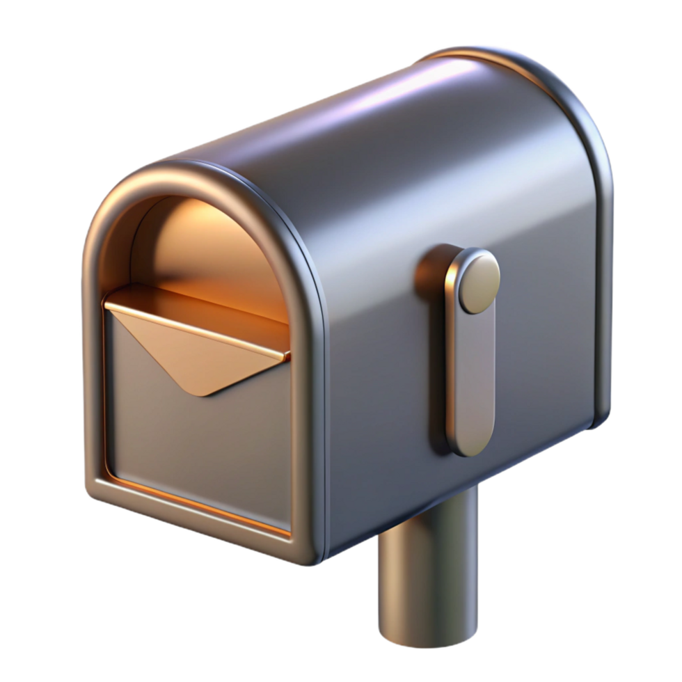 splendid playful gothic Modern mailbox, sleek metal design NO BACKGROUND with Transparent Background. museum quality png