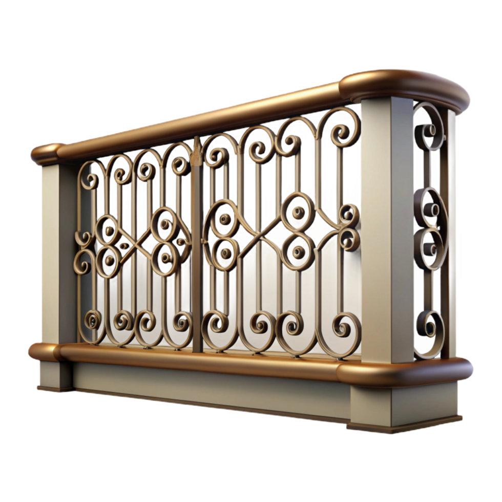 striking bold vintage Balcony railing, wrought iron decorative design NO BACKGROUND with Transparent Background. artisan png