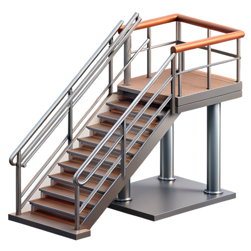serene playful abstract Fire escape, metal stairs and railings NO BACKGROUND with Transparent Background. authentic png