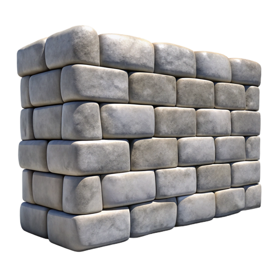 serene tropical Stone wall section, granite blocks NO BACKGROUND with Transparent Background. authentic png