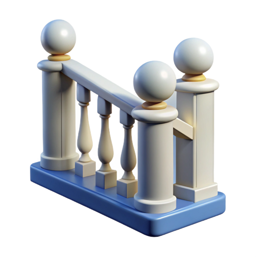 playful exquisite Balustrade, railing with supporting balusters NO BACKGROUND with Transparent Background. 4K png
