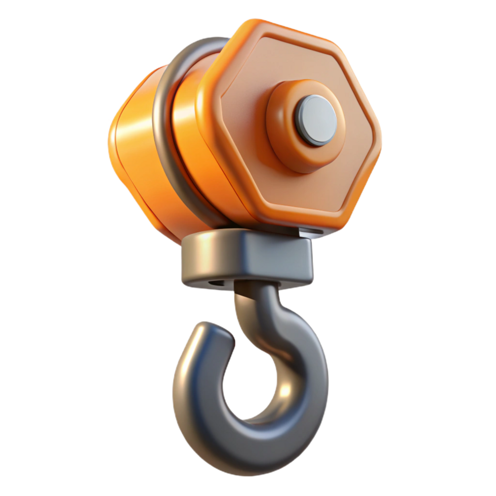 pristine futuristic Crane hook, lifting device for heavy materials NO BACKGROUND with Transparent Background. perfect clarity png
