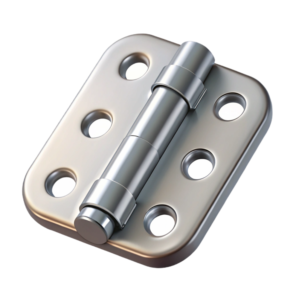 reflective beautiful Hinge, metal piece for attaching a door or window NO BACKGROUND with Transparent Background. flawless png