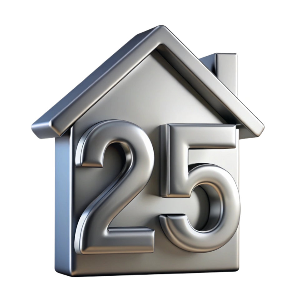 playful splendid Modern house number, minimalist metal design NO BACKGROUND with Transparent Background. precision png