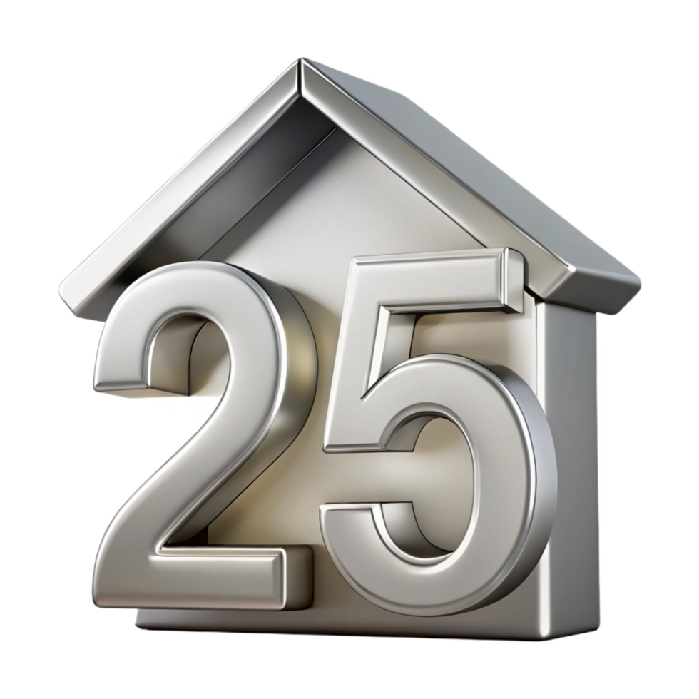 stunning distinctive Modern house number, minimalist metal design NO BACKGROUND with Transparent Background. png