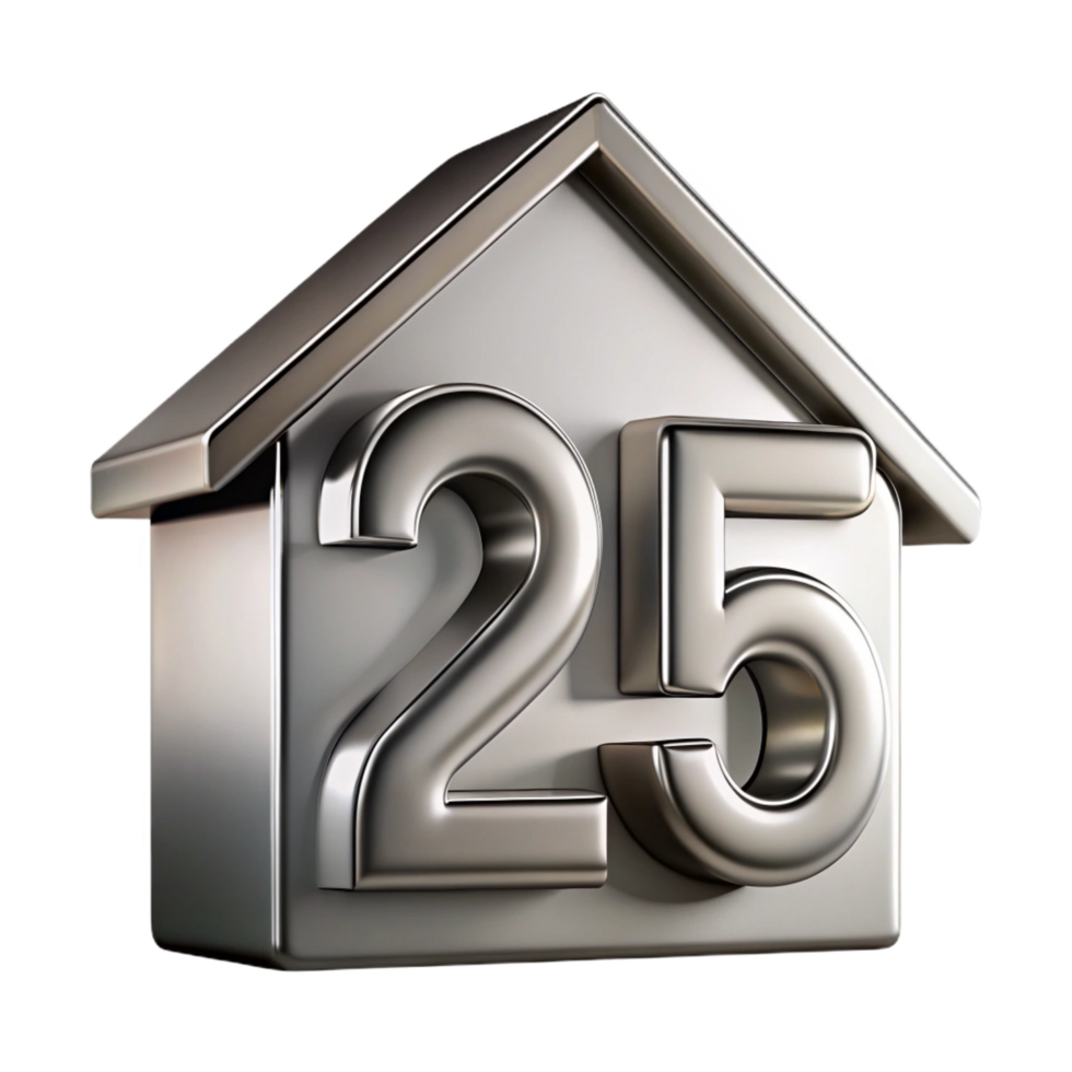 vibrant creative Modern house number, minimalist metal design NO BACKGROUND with Transparent Background. high resolution png