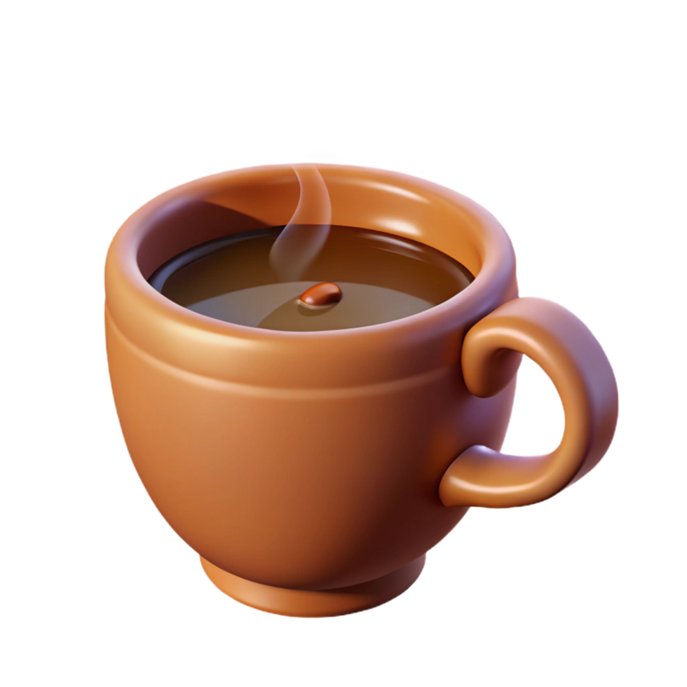 inspired retro A steaming cup of coffee, NO BACKGROUND with Transparent Background. handcrafted png