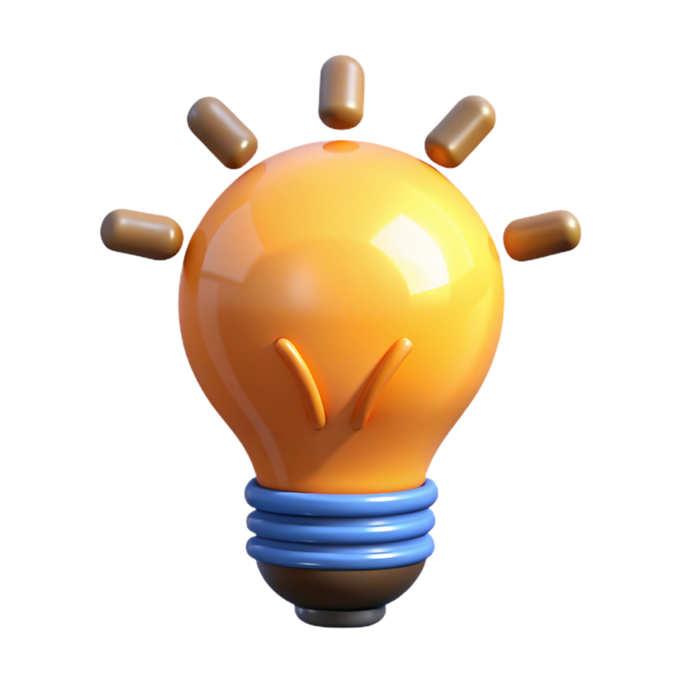 fascinating memorable A lightbulb, glowing with an idea, NO BACKGROUND with Transparent Transparent Background. png
