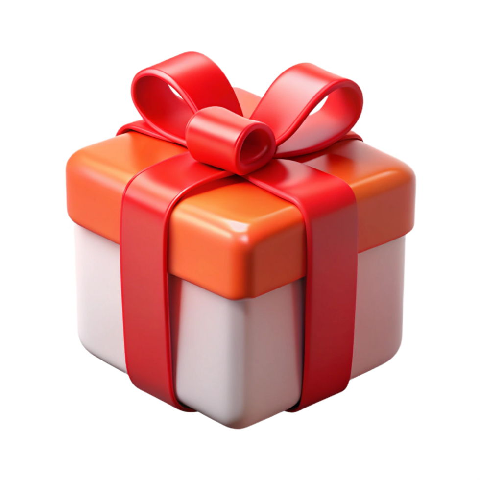 peaceful beautiful A gift box, wrapped with a red ribbon, NO BACKGROUND with Transparent Background. professional png