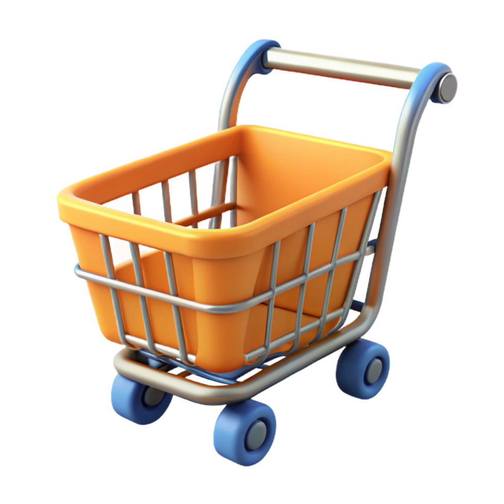 spectacular gothic A shopping cart, empty, NO BACKGROUND with Transparent Background. studio quality png
