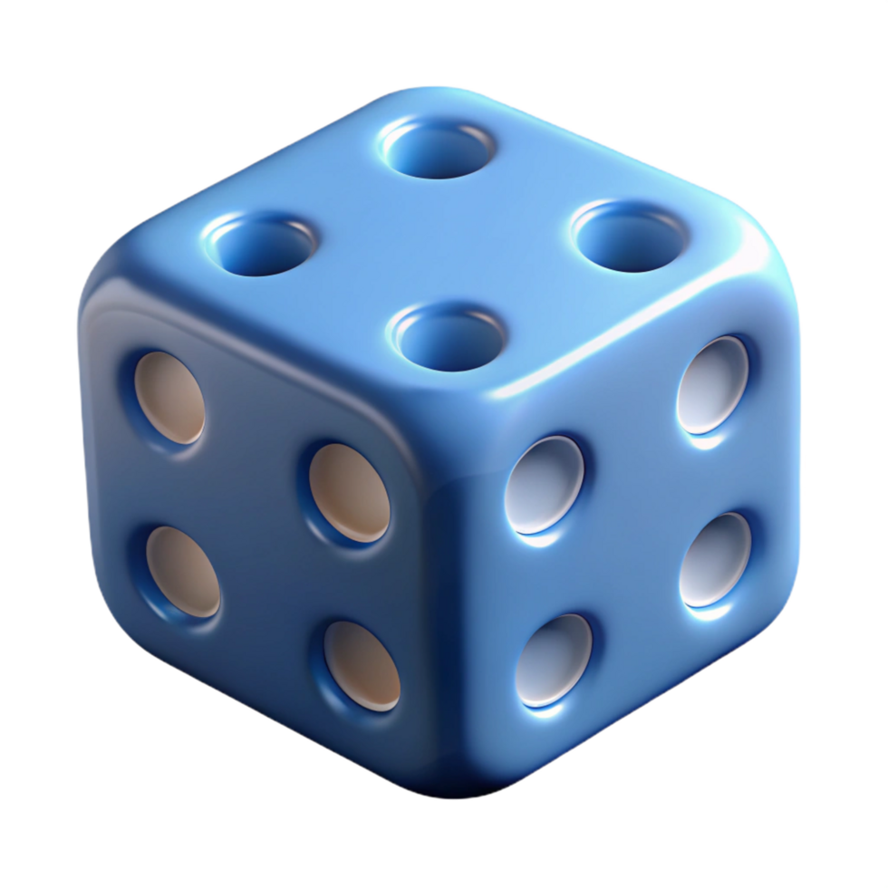 sumptuous romantic abstract A dice, showing six, NO BACKGROUND with Transparent Background. studio quality png