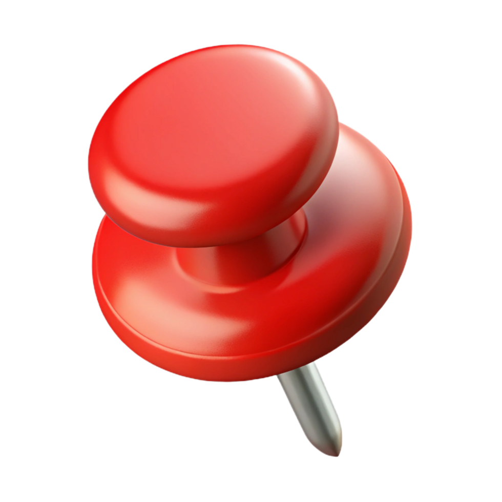 iconic geometric A pushpin, red and round, NO BACKGROUND with Transparent Background. original png