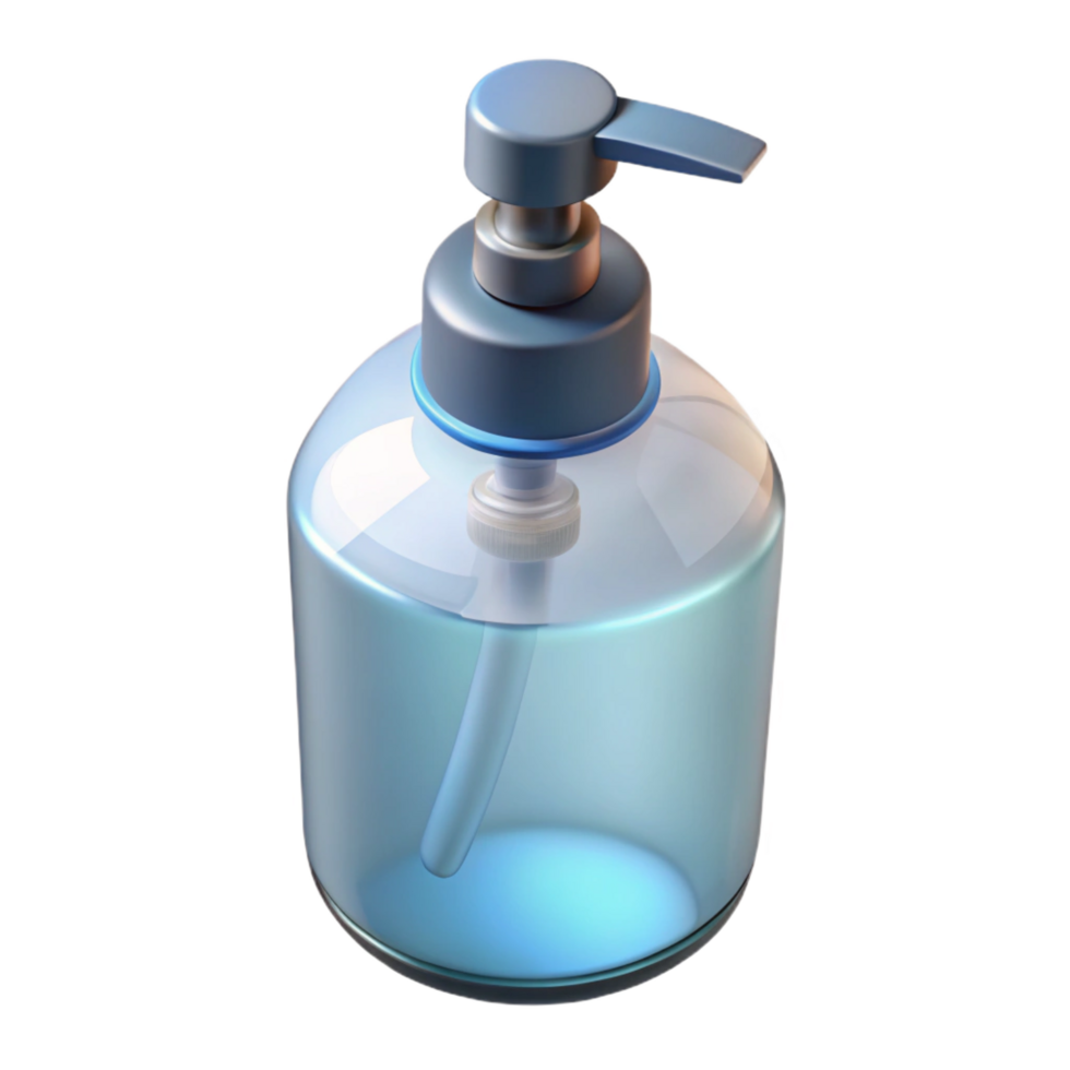 serene art deco A bottle of hand sanitizer, clear plastic, NO BACKGROUND with Transparent Background. elite png