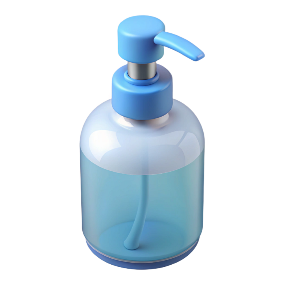 vibrant dynamic mid-century A bottle of hand sanitizer, clear plastic, NO BACKGROUND with Transparent Background. crisp png