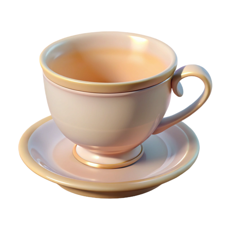 memorable tropical A teacup, delicate and porcelain, NO BACKGROUND with Transparent Background. expertly shot png