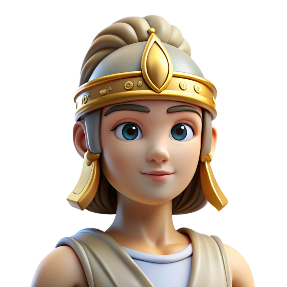 striking whimsical modern Athena, Goddess of Wisdom, wearing helmet, NO BACKGROUND with Transparent Background. top-tier png