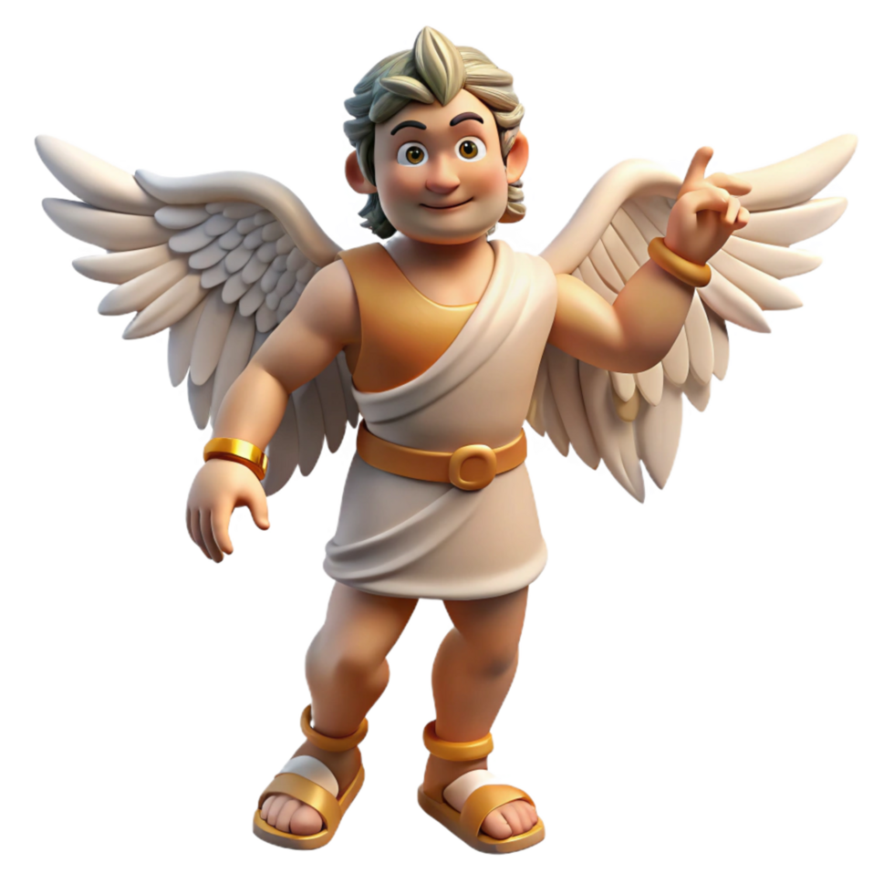 pristine artistic Hermes, Messenger God, wearing winged sandals, NO BACKGROUND with Transparent Background. sharp png
