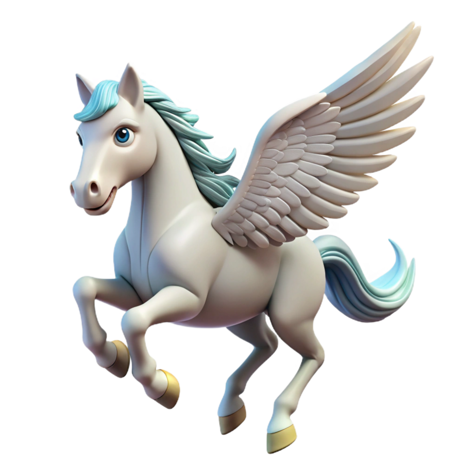 pristine quintessential Pegasus, winged horse, flying, NO BACKGROUND with Transparent Background. png