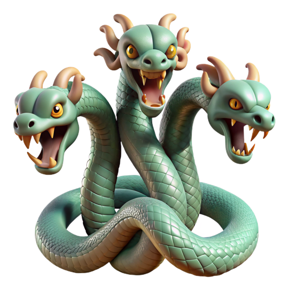 unparalleled tropical Hydra, multi-headed serpent, NO BACKGROUND with Transparent Background. impeccable png