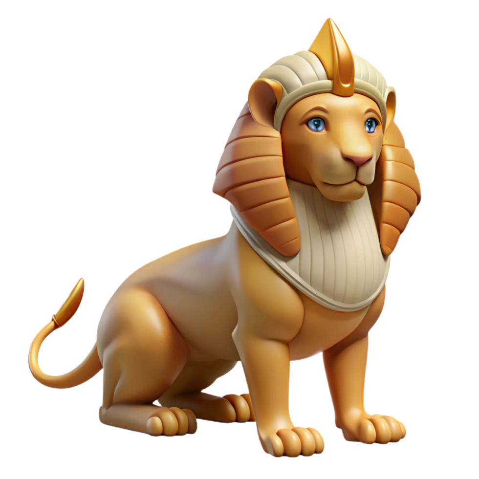 vibrant melancholic rustic Sphinx, mythical creature, human head and lion body, NO BACKGROUND with Transparent Background. premium png