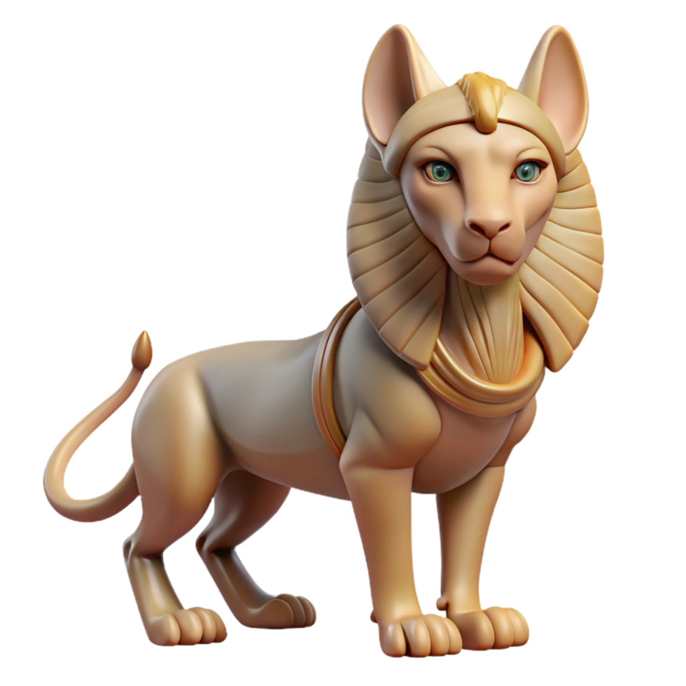 picturesque mid-century Sphinx, mythical creature, human head and lion ...