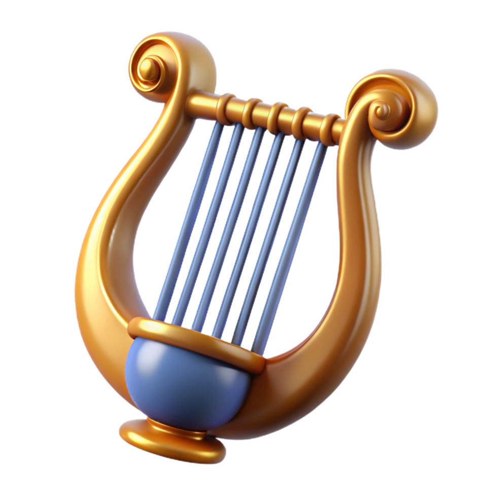 radiant artistic Lyre of Apollo, NO BACKGROUND with Transparent Background. luxury png
