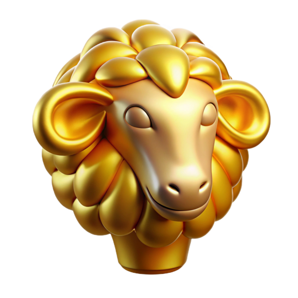 whimsical impressive Golden Fleece, mythical artifact, NO BACKGROUND with Transparent Background. expertly shot png
