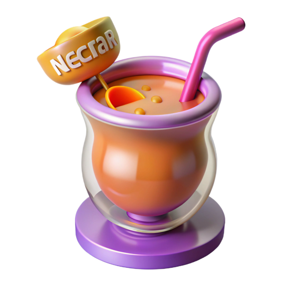 serene whimsical surreal Nectar, drink of the gods, NO BACKGROUND with Transparent Background. refined png
