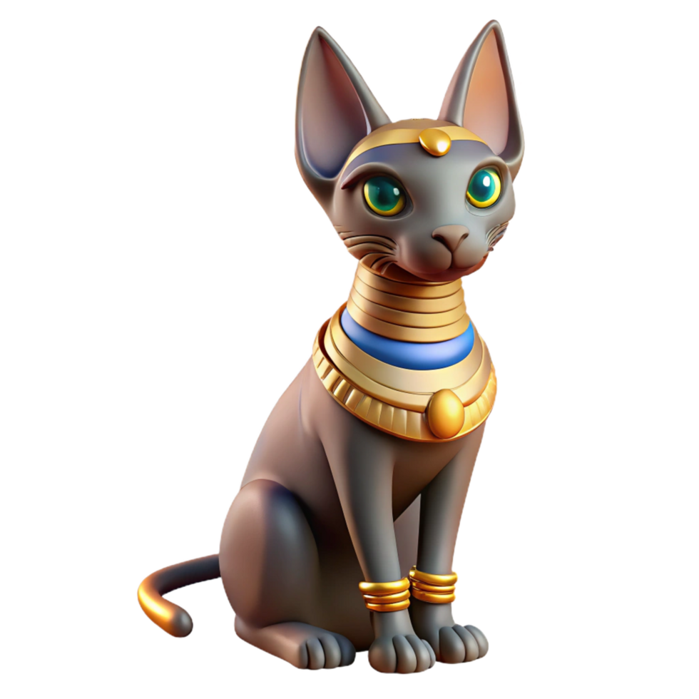intense mesmerizing Bastet, Egyptian cat goddess, NO BACKGROUND with Transparent Background. original png