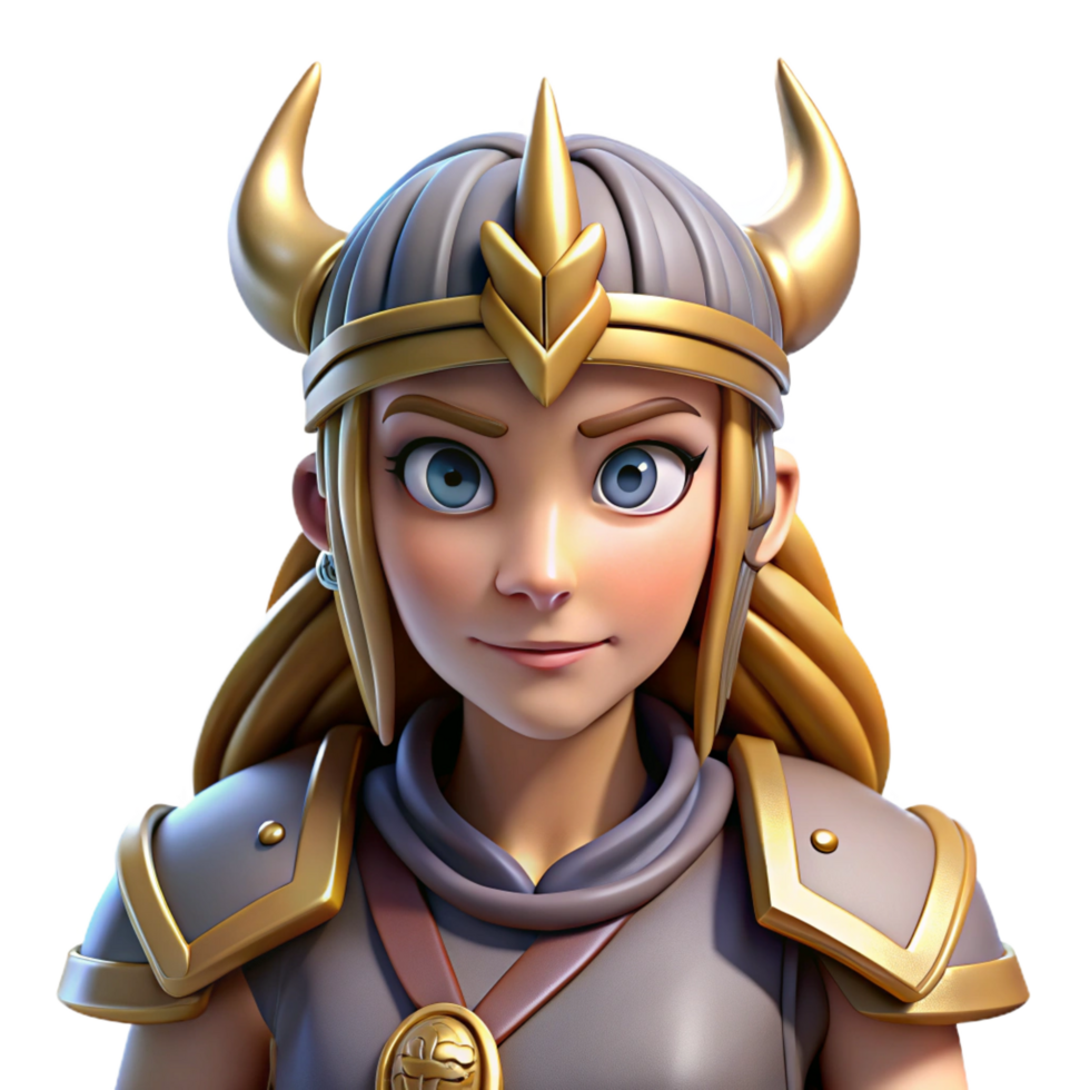 memorable mid-century Valkyrie, Norse warrior maiden, NO BACKGROUND with Transparent Background. fine detail png