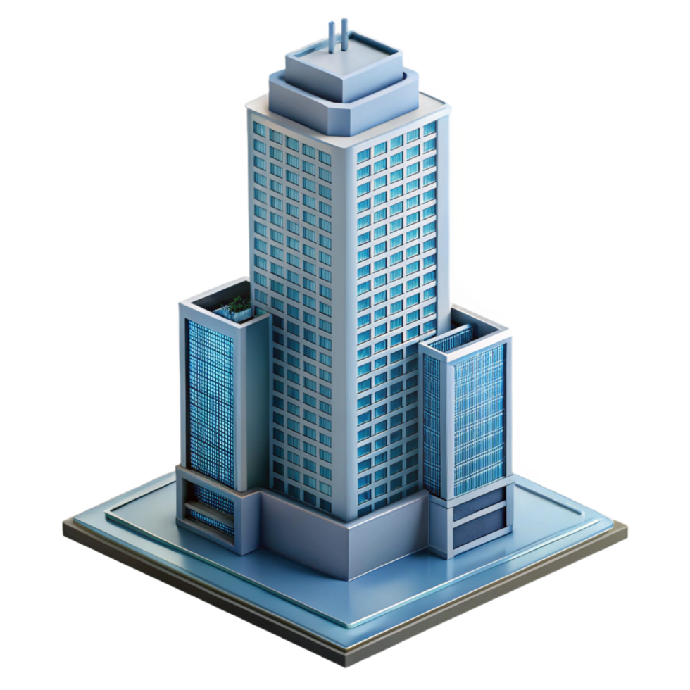 majestic acclaimed Modern skyscraper architectural model, NO BACKGROUND with Transparent Background. png