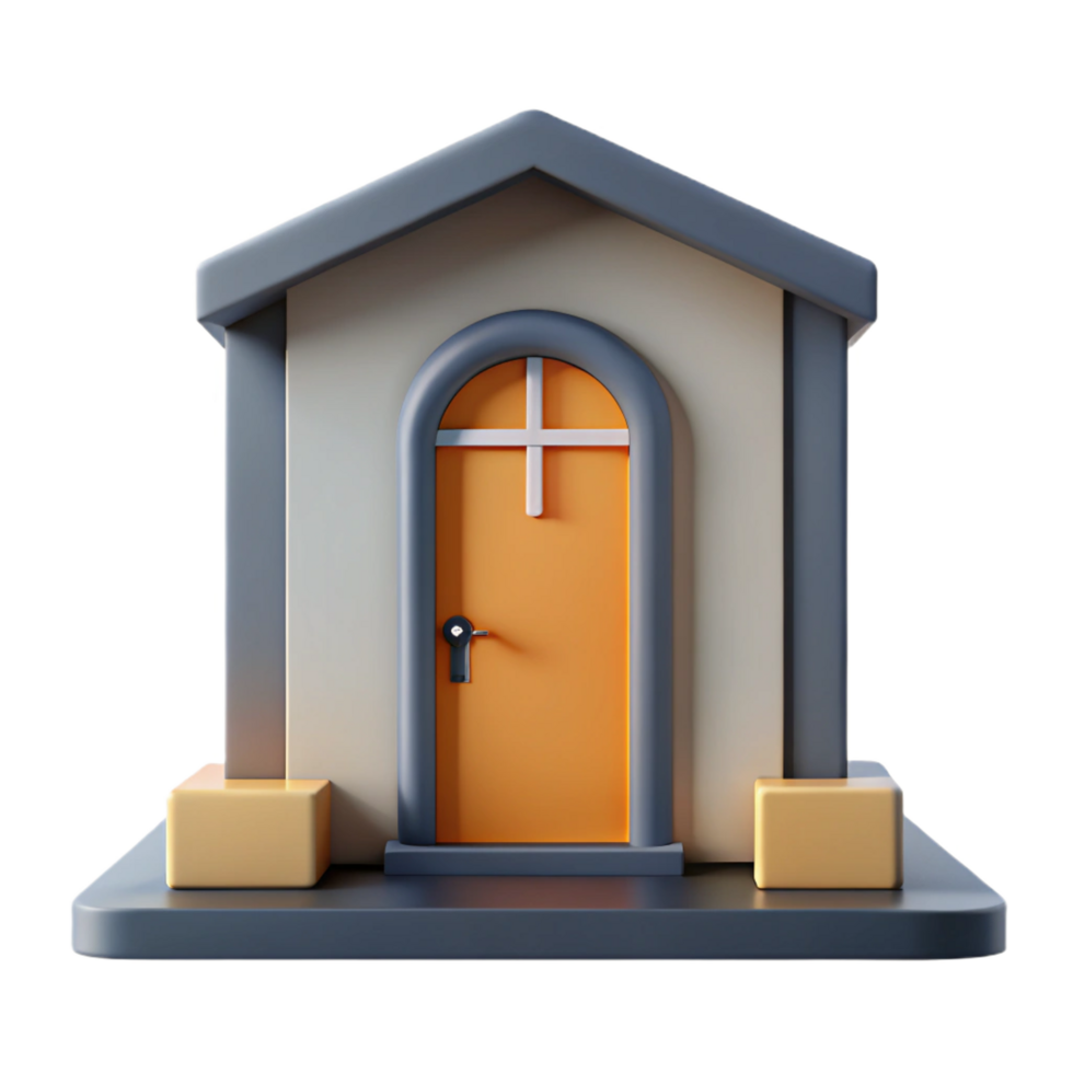 mysterious splendid Modern minimalist house front door, NO BACKGROUND with Transparent Background. masterfully captured png