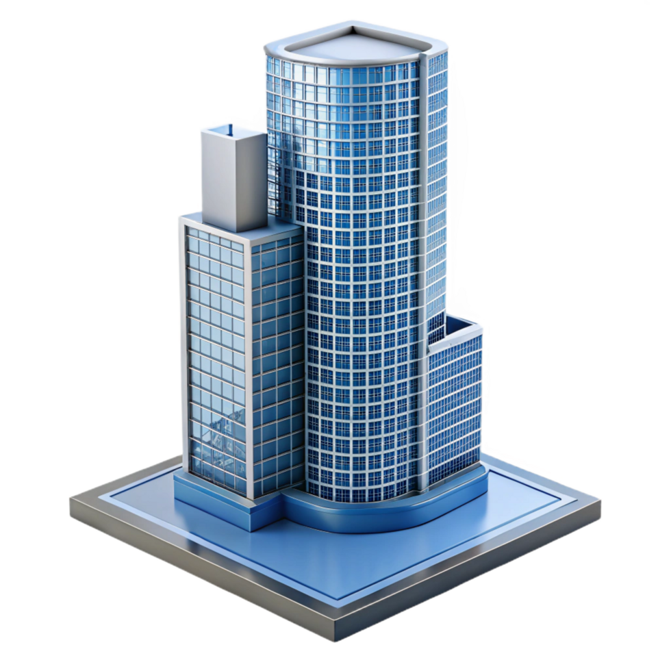splendid distinguished Modern skyscraper architectural model, NO BACKGROUND with Transparent Background. png