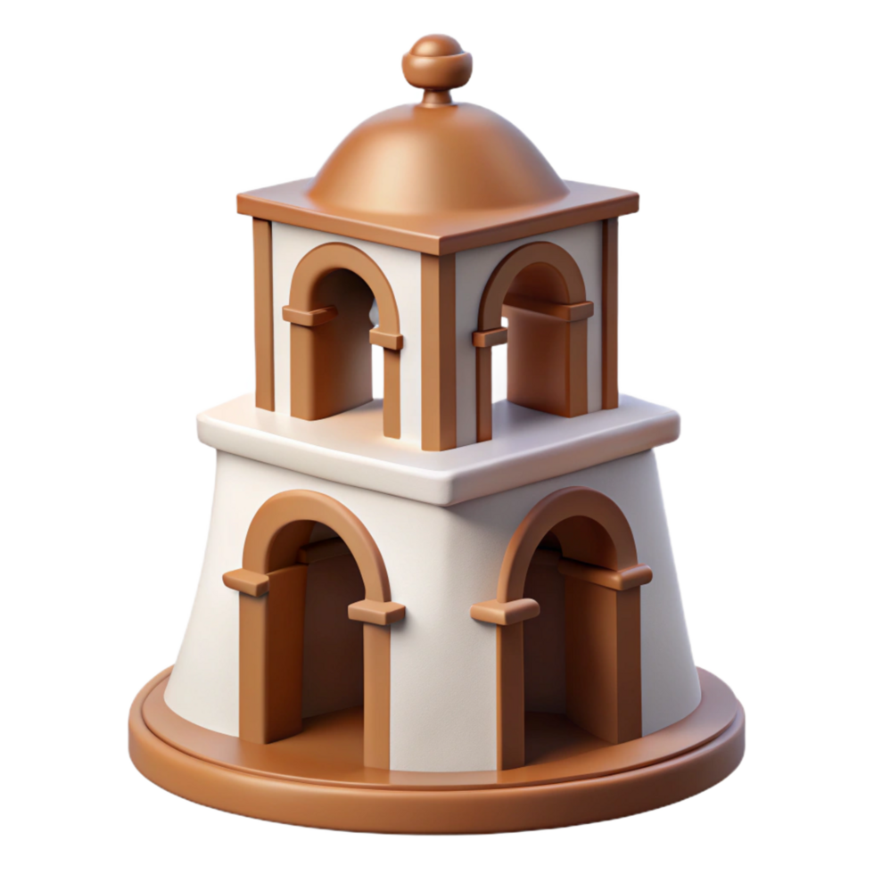 standout minimalist Spanish Colonial mission bell tower, NO BACKGROUND with Transparent Background. 8K png
