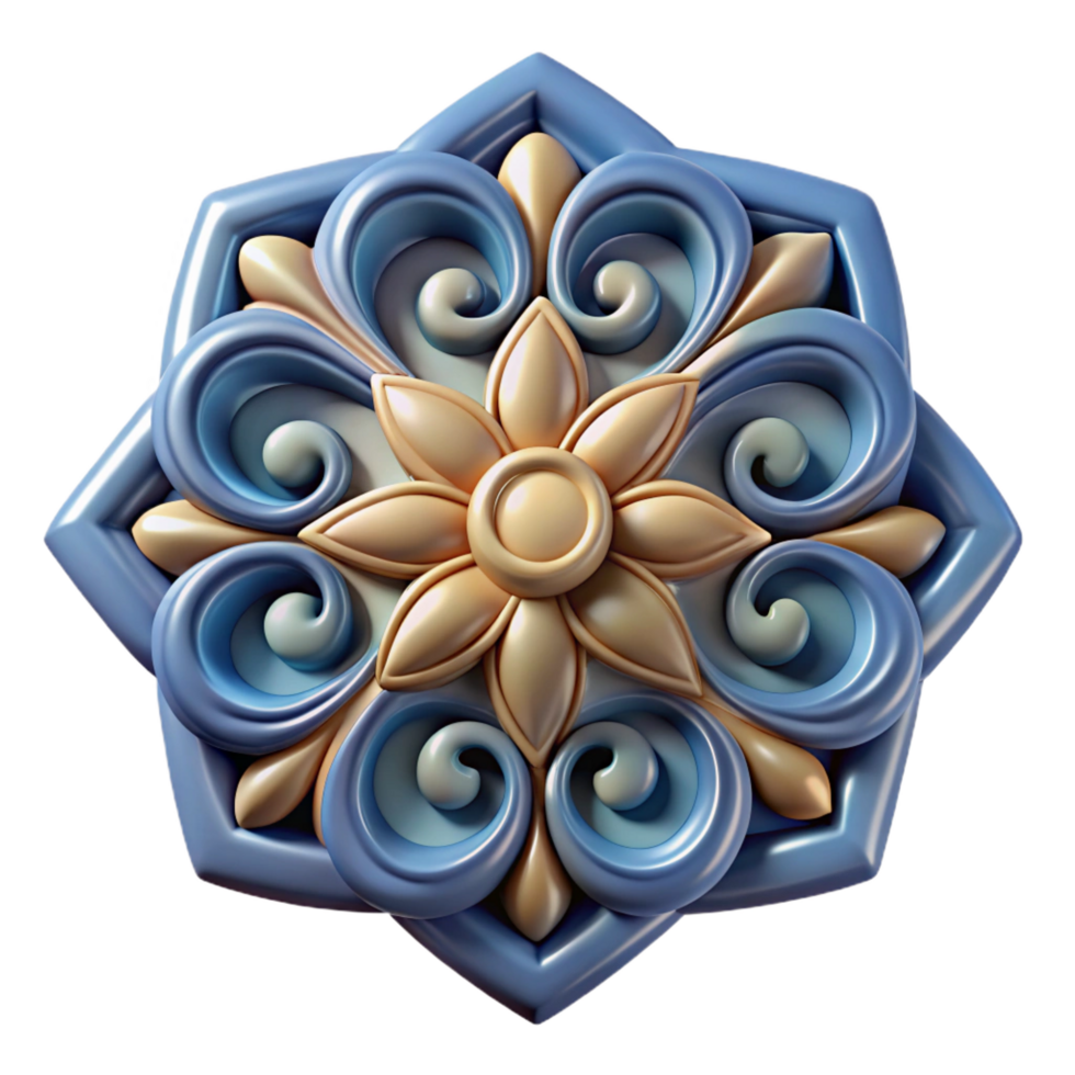 wonderful playful avant-garde Art Nouveau building decorative tile, NO BACKGROUND with Transparent Background. 8K png