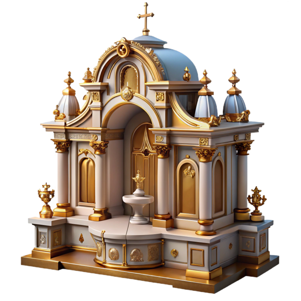 magnificent nostalgic vintage Baroque church altar detail, NO BACKGROUND with Transparent Background. professional png