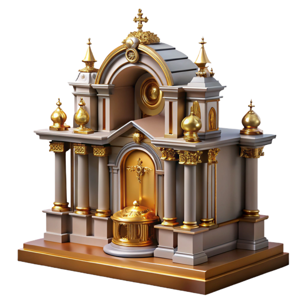 rare mid-century Baroque church altar detail, NO BACKGROUND with Transparent Background. 8K png