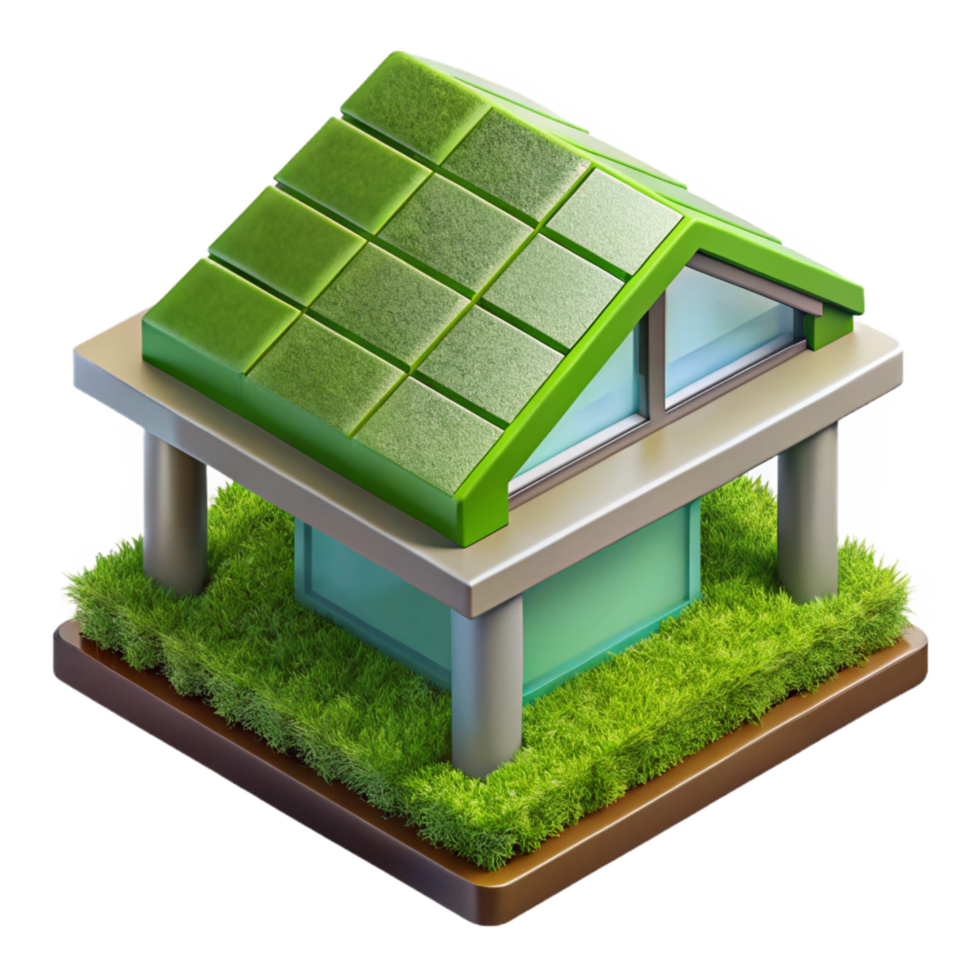unparalleled renaissance Sustainable green roof detail, NO BACKGROUND with Transparent Background. artisan png