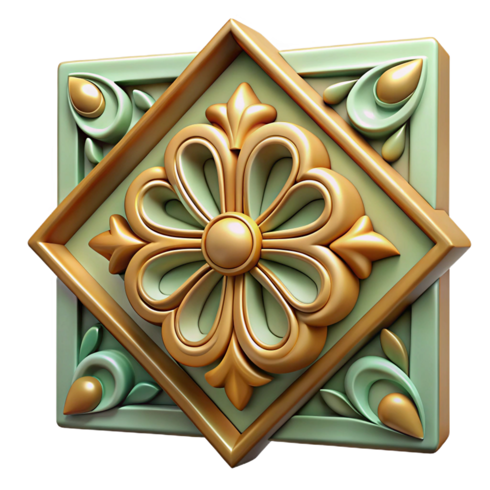 vibrant quintessential Art Nouveau building decorative tile, NO BACKGROUND with Transparent Background. png