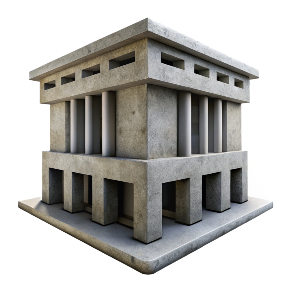 sought-after industrial Brutalist concrete building texture, NO BACKGROUND with Transparent Background. studio quality png